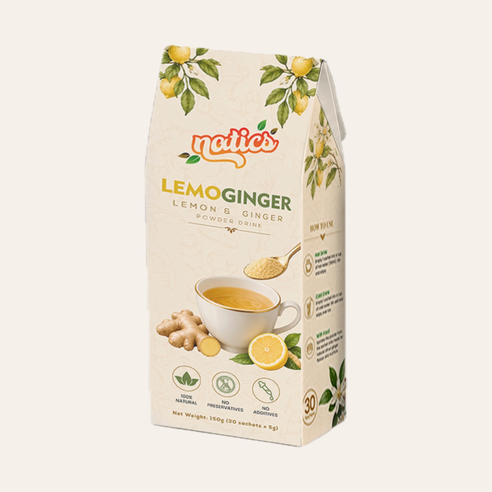 Natics LemoGinger lemon and ginger powder drink box